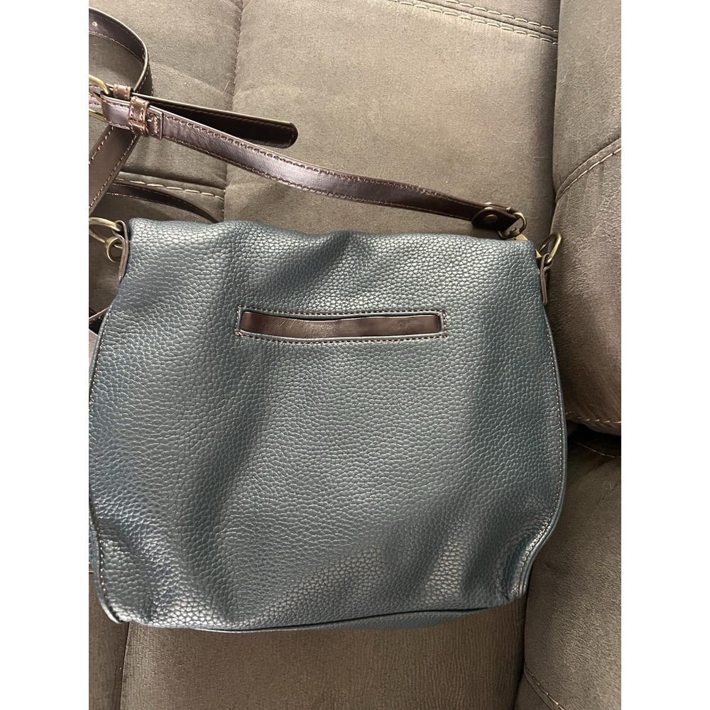 Chala Faux Leather Crossbody Purse Flap Top Shoulder Bag Blue Solid - Picture 4 of 10